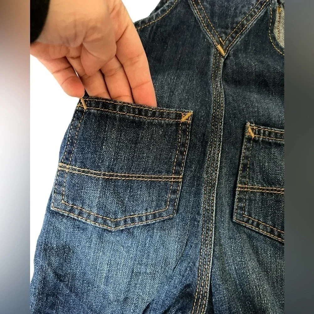 6-12 months overalls baby Gap dungarees jean shorts w/frayed ends 5 pockets